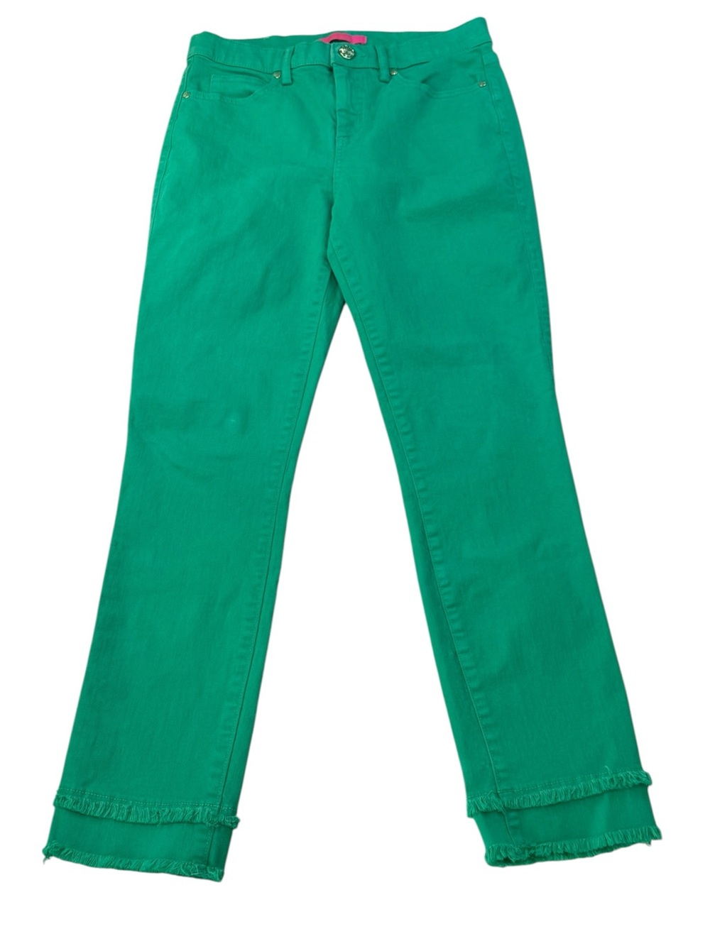 Lilly Pulitzer High Rise‎ Eagan Botanical Green Pants w/Raw Hem Size 8 Womens